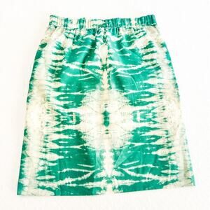 Maje Chameleon Watercolor Tie Dye Green Pencil Skirt Front Pockets Size 36